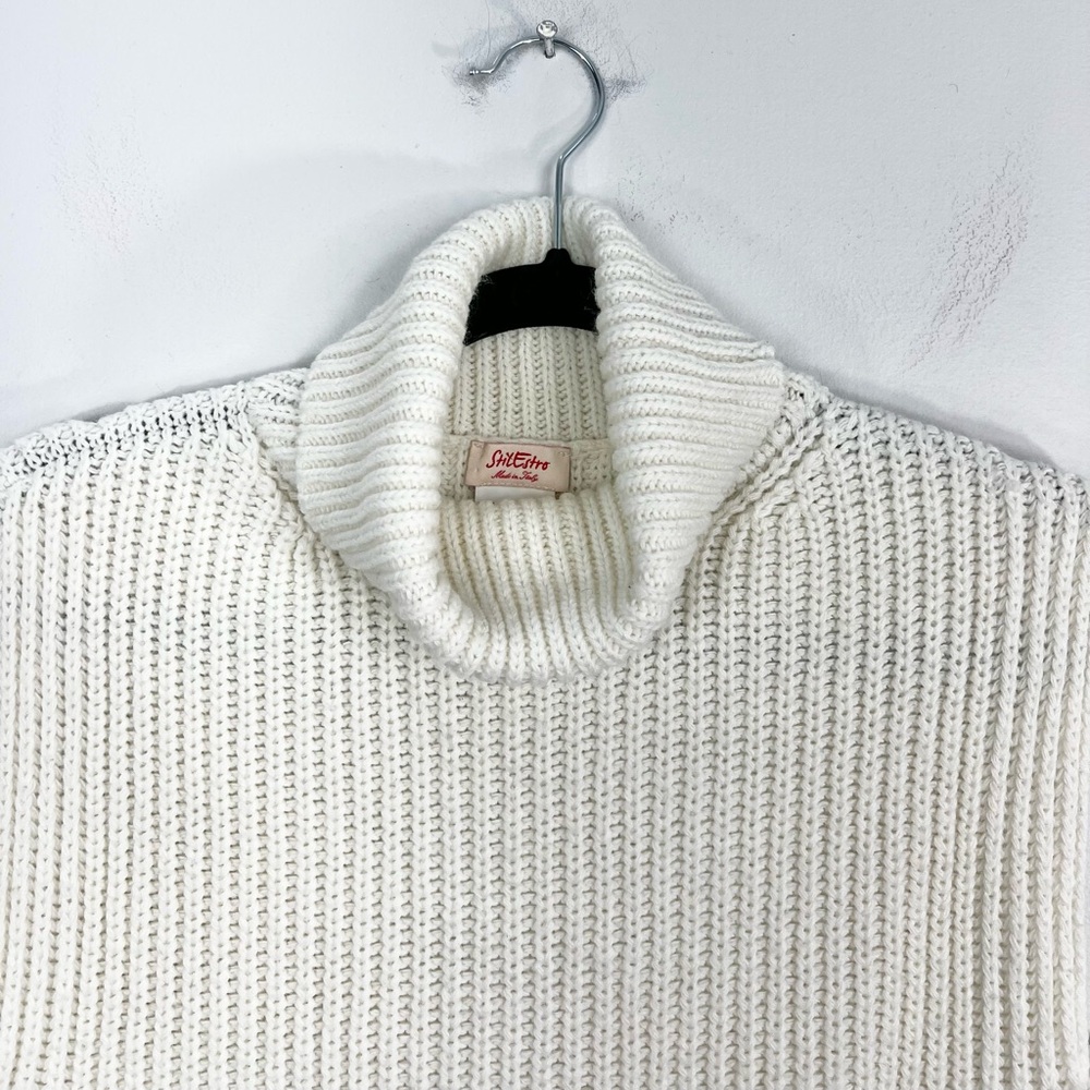 StilEstro Italy ivory cowl neck wool alpaca blend open side sleeveless sweater - Picture 6 of 14